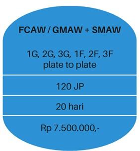 Pelatihan Pengelasan FCAW / GMAW + SMAW 1G, 2G, 3G, 1F, 2F, 3F plate to plate